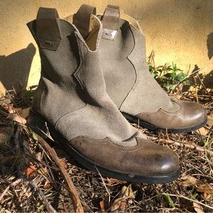 BUSSOLA NORFOLK Olive Suede Women’s Western Cowboy Ankle Boots Size 39